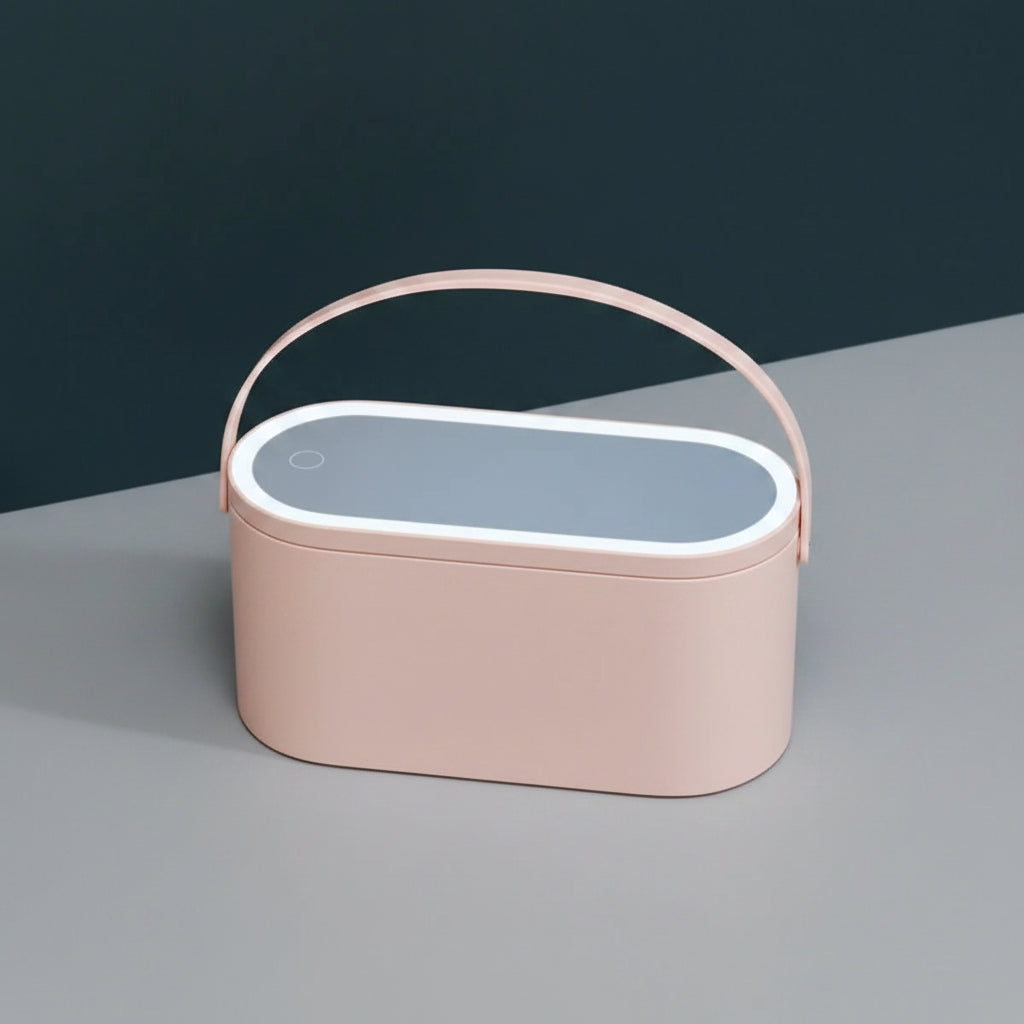 Portable LED Makeup Mirror with Storage