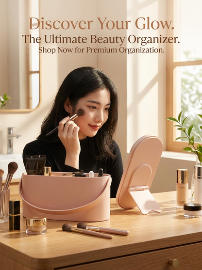 Portable LED Makeup Mirror with Storage